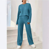 Janie - Cozy Ribbed Knit Loungewear Set with Sweater and Pants