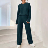 Janie - Cozy Ribbed Knit Loungewear Set with Sweater and Pants