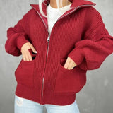 Romelia - Loose knitted warm zipper cardigan