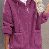 Theadora - Oversized sherpa plush zipper jacket with hood