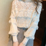 Yanella - Elegant stylish long-sleeve lace blouse
