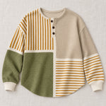 Luna beige striped patchwork sweater