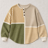 Luna beige striped patchwork sweater