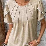 Annette - Stylish pleated short sleeve blouse