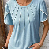 Annette - Stylish pleated short sleeve blouse