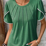 Annette - Stylish pleated short sleeve blouse