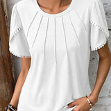 Annette - Stylish pleated short sleeve blouse