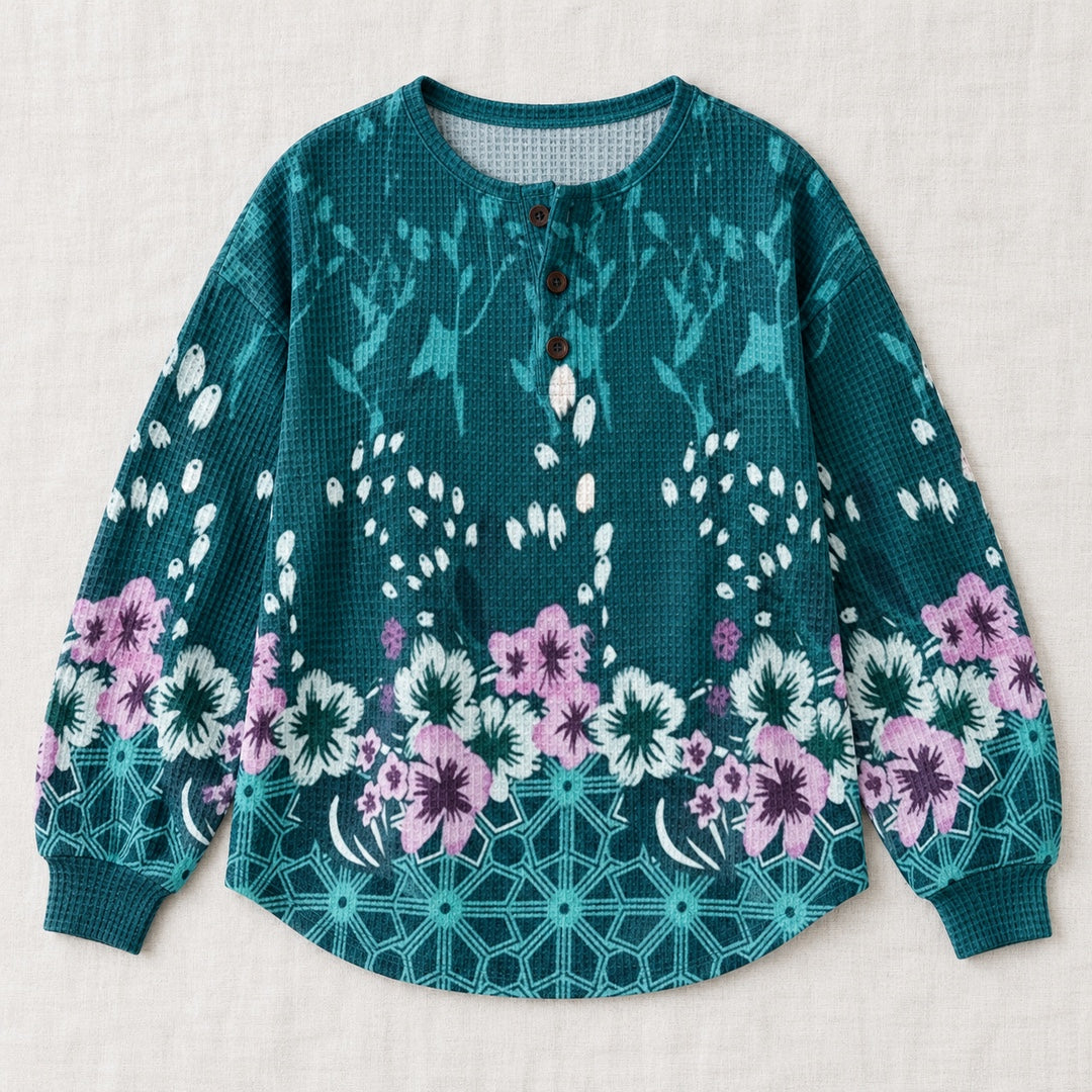 Nora teal floral sweater