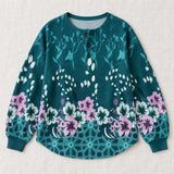 Nora teal floral sweater