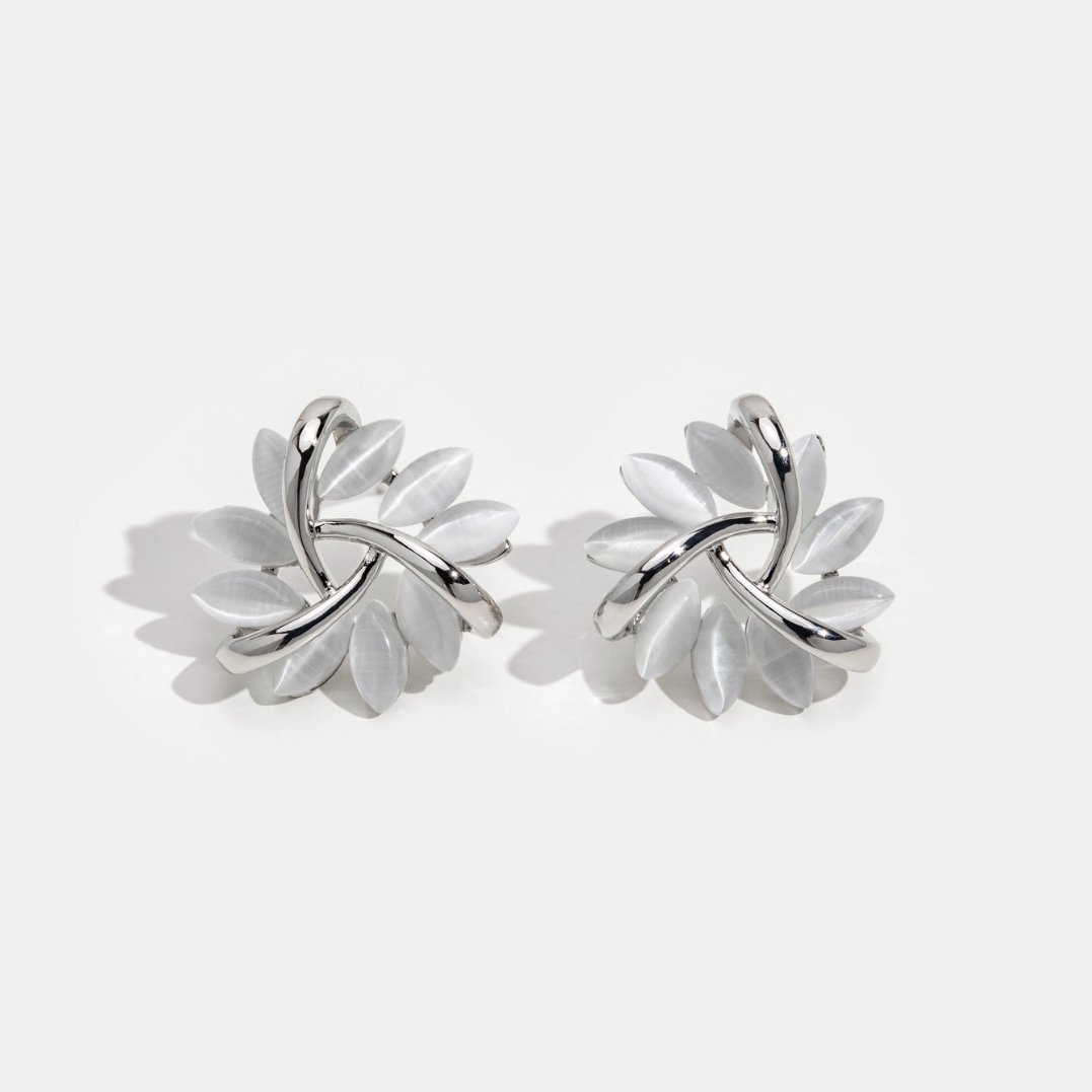 Élodie – Silver Floral Earrings