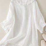 Women’s Summer Blouse | Ruffled Collar, 3/4 Sleeve