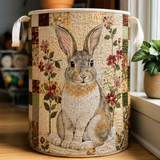 Quilted storage basket with a rabbit and floral countryside design