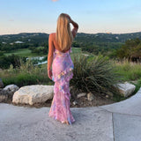 Women's Summer Evening Dress | Ruffle, Floral Mesh