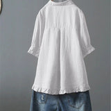 Women’s Vintage Summer Shirt | Long Sleeve, Ruffled