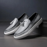 Men’s Slip On Casual Loafers Sneakers | Leather, Tassel Detail