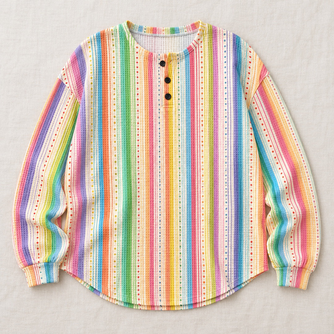 Sara colorful striped henley sweater