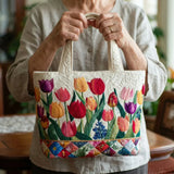 Tulip Garden Handmade Quilted Tote Bag