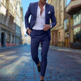 Men Formal Two Piece Suit | Slim Fit, Deep Blue