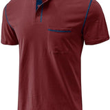 Men's Slim Summer Henley T-Shirt | Casual, Short Sleeve