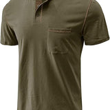 Men's Slim Summer Henley T-Shirt | Casual, Short Sleeve