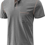 Men's Slim Summer Henley T-Shirt | Casual, Short Sleeve