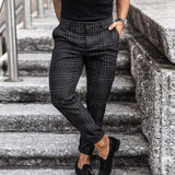 Men's Casual Plaid Trousers | Slim Fit, Cropped Hem
