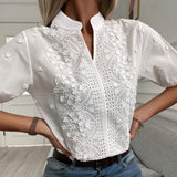 Women’s Summer Blouse | Embroidered, Short Sleeve