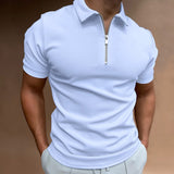 Men's Slim Fit Polo Shirt | Zipper Neck, Short Sleeve