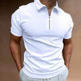 Men's Slim Fit Polo Shirt | Zipper Neck, Short Sleeve