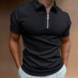 Men's Slim Fit Polo Shirt | Zipper Neck, Short Sleeve