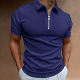 Men's Slim Fit Polo Shirt | Zipper Neck, Short Sleeve