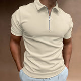 Men's Slim Fit Polo Shirt | Zipper Neck, Short Sleeve