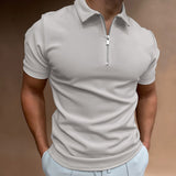 Men's Slim Fit Polo Shirt | Zipper Neck, Short Sleeve