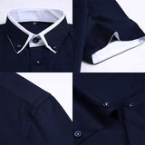 Men’s Designer Summer Shirt | Contrast Collar, Short Sleeve
