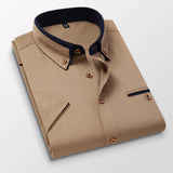 Men’s Designer Summer Shirt | Contrast Collar, Short Sleeve