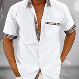 Men’s Summer Casual Shirt | Checked Trim, Short Sleeve