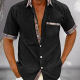 Men’s Summer Casual Shirt | Checked Trim, Short Sleeve