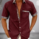 Men’s Summer Casual Shirt | Checked Trim, Short Sleeve