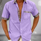 Men’s Summer Casual Shirt | Checked Trim, Short Sleeve