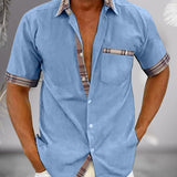 Men’s Summer Casual Shirt | Checked Trim, Short Sleeve
