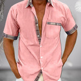 Men’s Summer Casual Shirt | Checked Trim, Short Sleeve