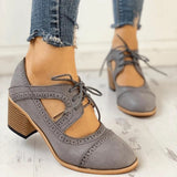 Women's Vintage Summer Oxford Heels | Lace-Up, Closed Toe