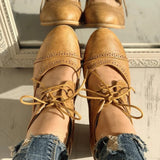 Women's Vintage Summer Oxford Heels | Lace-Up, Closed Toe