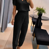 Women’s Two Piece Set | V-Neck, High-Waisted