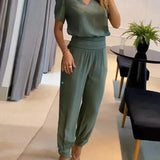 Women’s Two Piece Set | V-Neck, High-Waisted