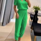Women’s Two Piece Set | V-Neck, High-Waisted