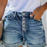Women's Summer Shorts | Cuffed, Multi-Button Closure