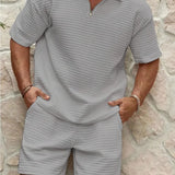 Men's Summer Two Piece Set | Textured, Shirt & Shorts