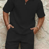 Men's Summer Two Piece Set | Textured, Shirt & Shorts