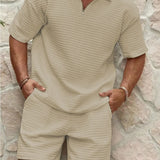 Men's Summer Two Piece Set | Textured, Shirt & Shorts